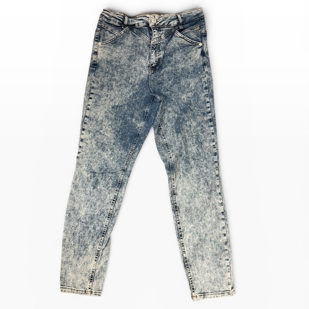Free People We the Free Riley Seamed Skinny Denim Jeans Acid Wash High Waist 32 - Picture 1 of 11